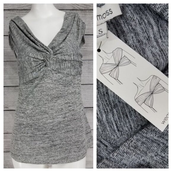 NEW Ella Moss Anthropologie S Ava knit top Wear 2 ways - on & off shoulder $70 - Picture 1 of 8